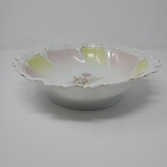 Antique MZ Austria Moritz Zdekauer Porcelain Master Berry Bowl Flowers 10" Mint - Picture 3 of 6